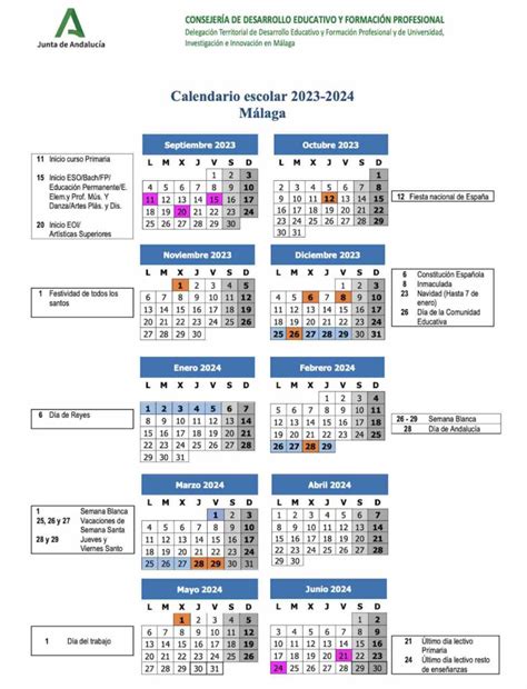 calendario escolar málaga 2023 2024